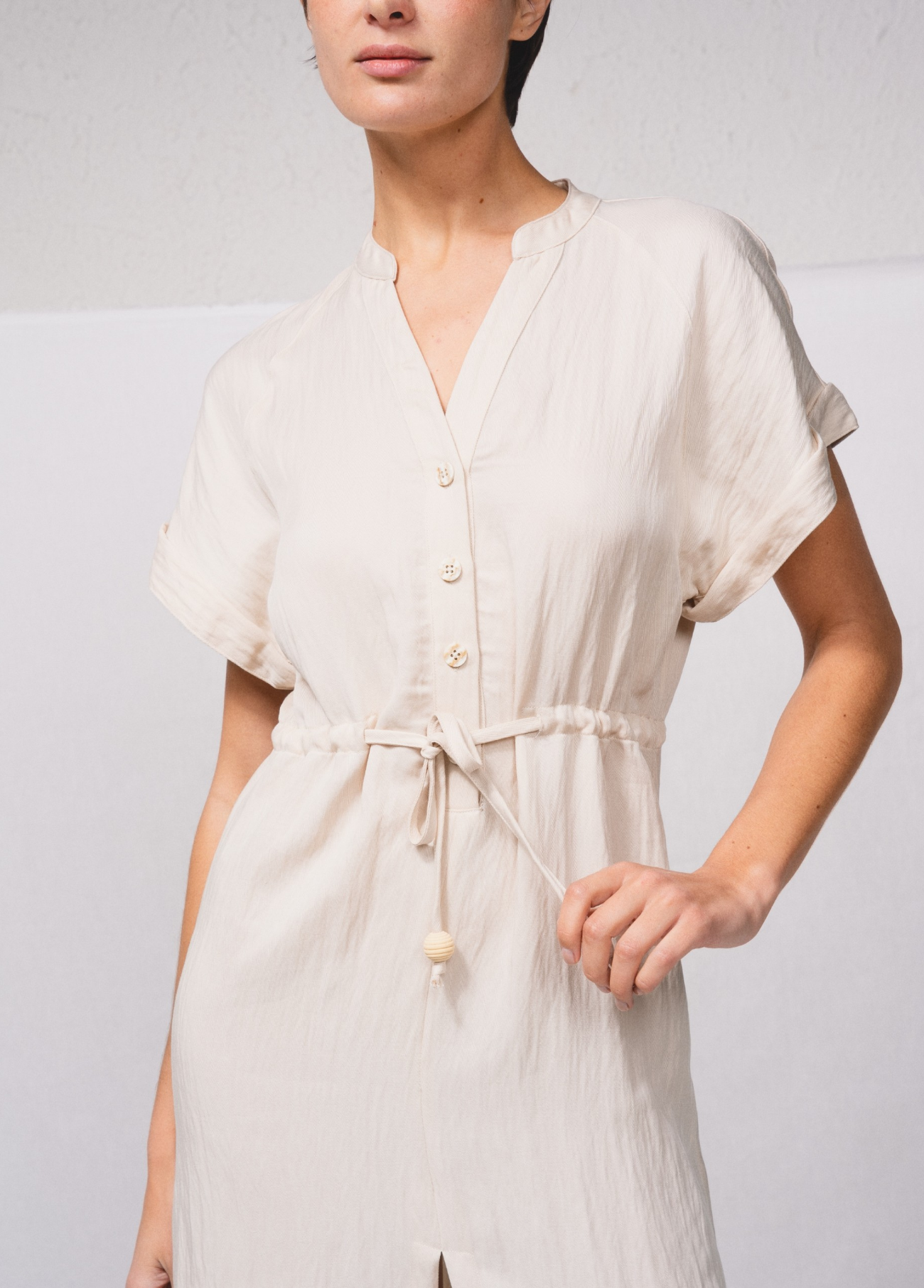 VESTIDO CAMISEIRO COM CORDÃO NA CINTURA - SMF