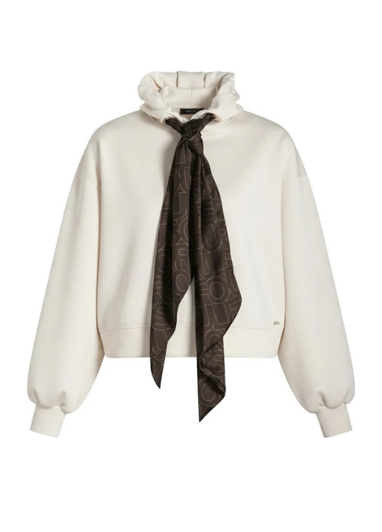 SWEATSHIRT SUAVE COM LENÇO ESTAMPADO LOGÓTIPO MARCA AO PESCOÇO - FOURSOUL