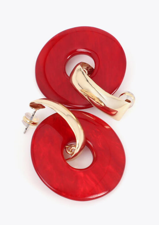BRINCOS EM ACRÍLICO VERMELHO E DOURADO - LOLA CASADEMUNT