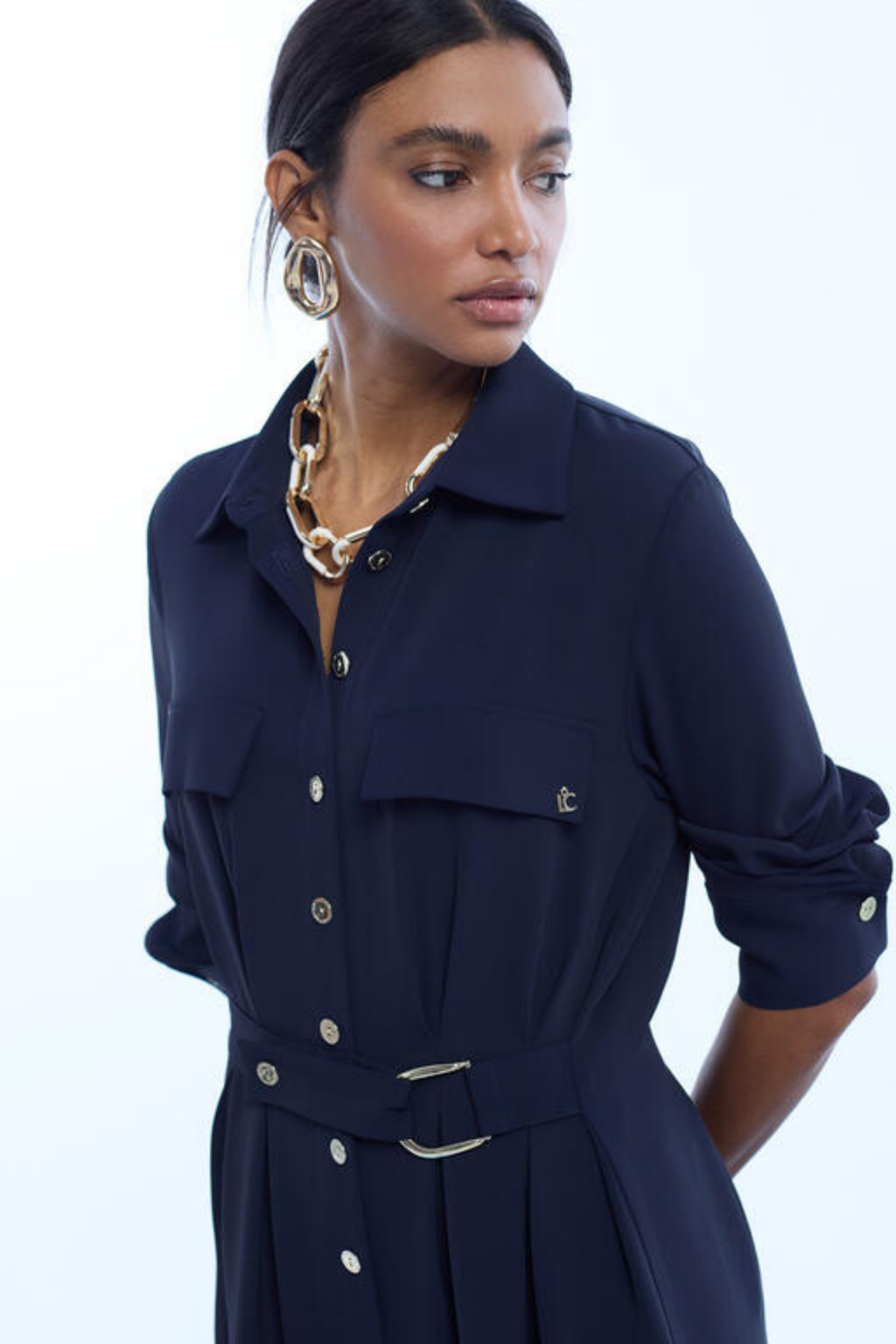 VESTIDO CAMISEIRO FLUIDO COM CINTO AJUSTÁVEL - LOLA CASADEMUNT