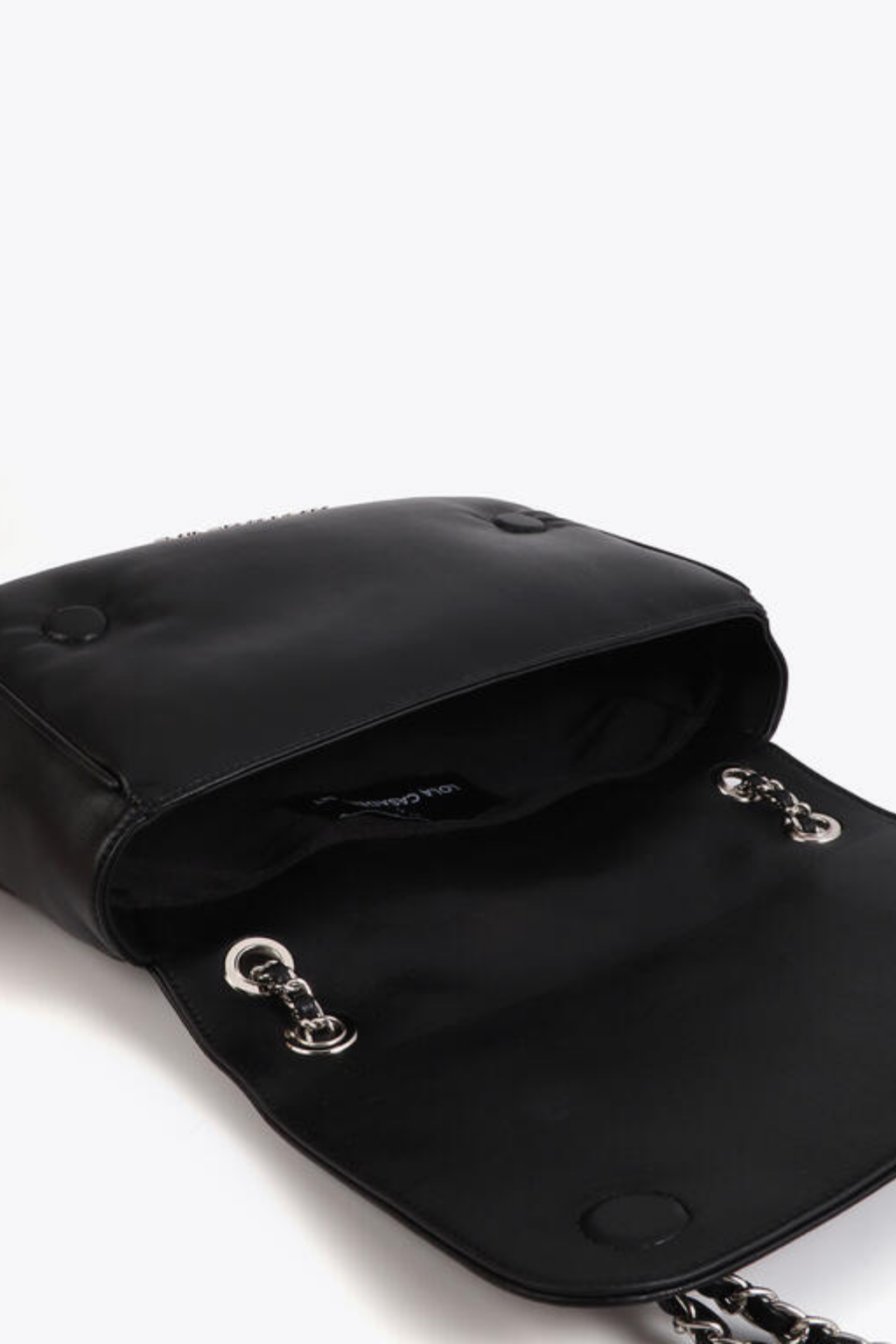 BOLSA TIRACOLO COM ABA E TACHAS DOURADAS E PRATEADAS - LOLA CASADEMUNT