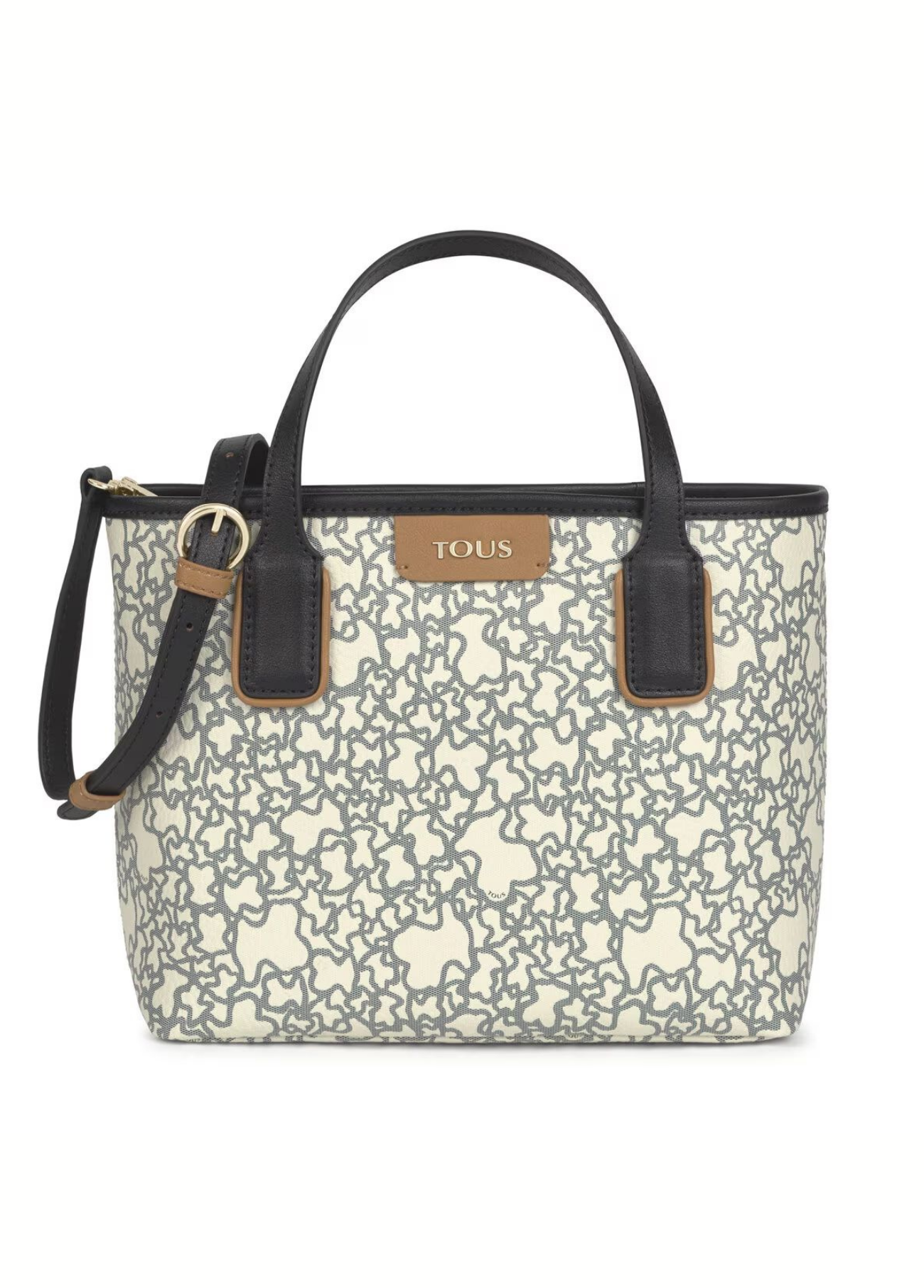TOTE BAG PEQUENA KAOS MINI BEGE E PRETA - TOUS