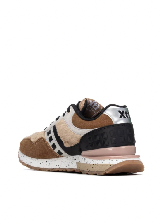 TÉNIS BEGE COM CAST/PRETO, PÊLO E TEXTURAS - XTI SHOES