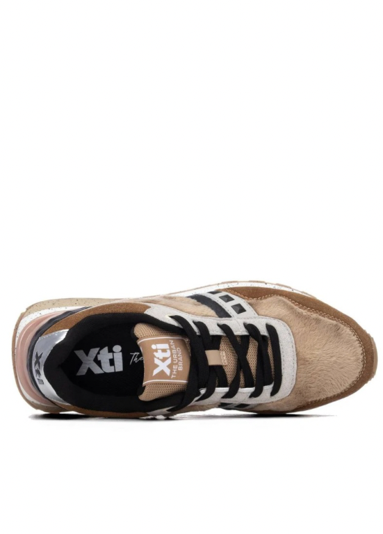 TÉNIS BEGE COM CAST/PRETO, PÊLO E TEXTURAS - XTI SHOES