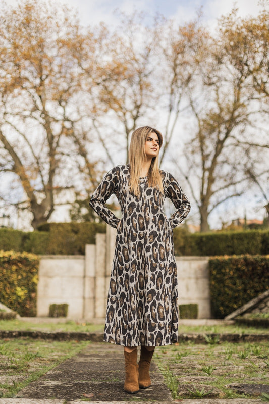 VESTIDO ESTAMPADO ANIMAL PRINT - FAME