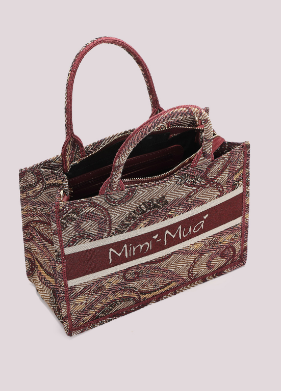 SHOPPER MÉDIA COM ESTAMPADO PAISLEY EM TONS DE BORDEAUX - MIMI MUA