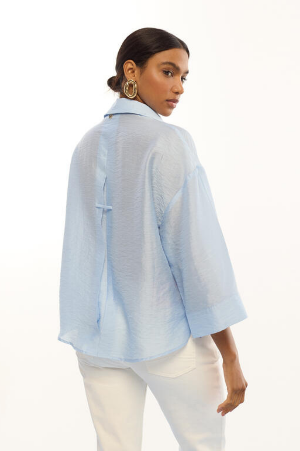 CAMISA AZUL COM TRANSPARÊNCIA - LOLA CASADEMUNT