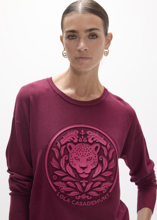 JERSEY BORDEAUX COM LEOPEARDO EM REVELO LC - LOLA CASADEMUNT
