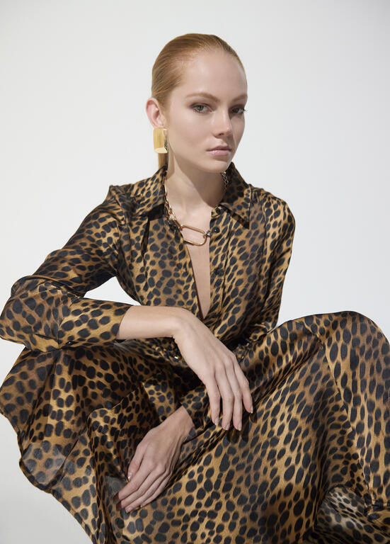 VESTIDO COM ESTAMPA ANIMAL PRINT E CINTO COM FIVELA DOURADA BY MAITE - LOLA CASADEMUNT