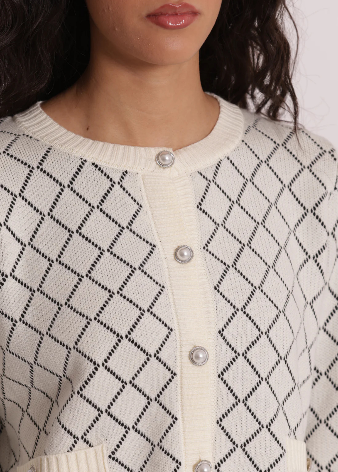 CARDIGAN COM ESTAMPA DE DIAMANTES - MIMI MUA