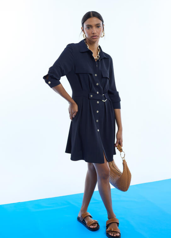 VESTIDO CAMISEIRO FLUIDO COM CINTO AJUSTÁVEL - LOLA CASADEMUNT