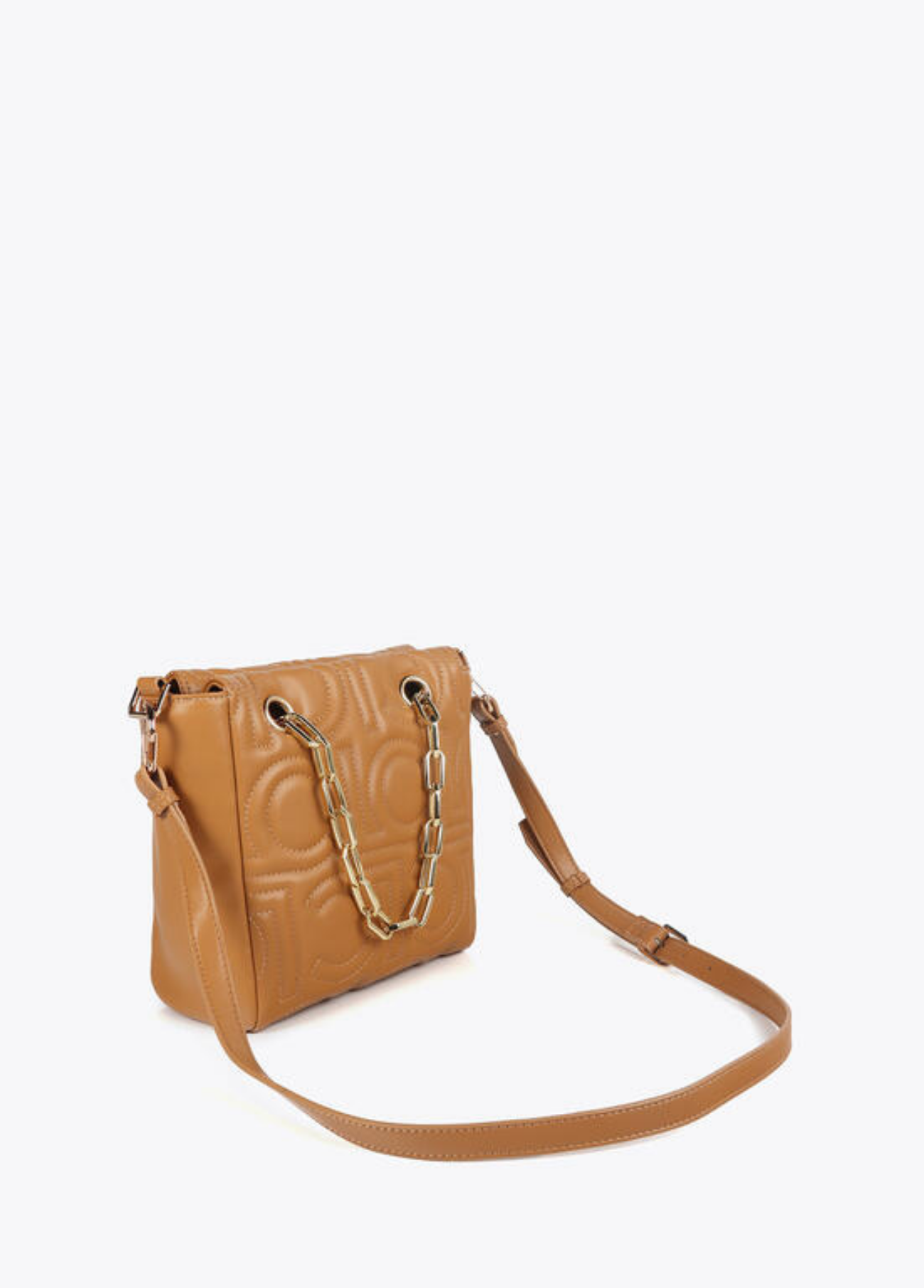 MALA CAMEL ACOLCHOADA COM ALÇA EM CORRENTE - LOLA CASADEMUNT