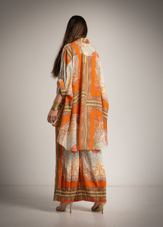 CONJUNTO DE 2 PEÇAS EM TECIDO PLISSADO COM CORNUCÓPIAS - ALIBY