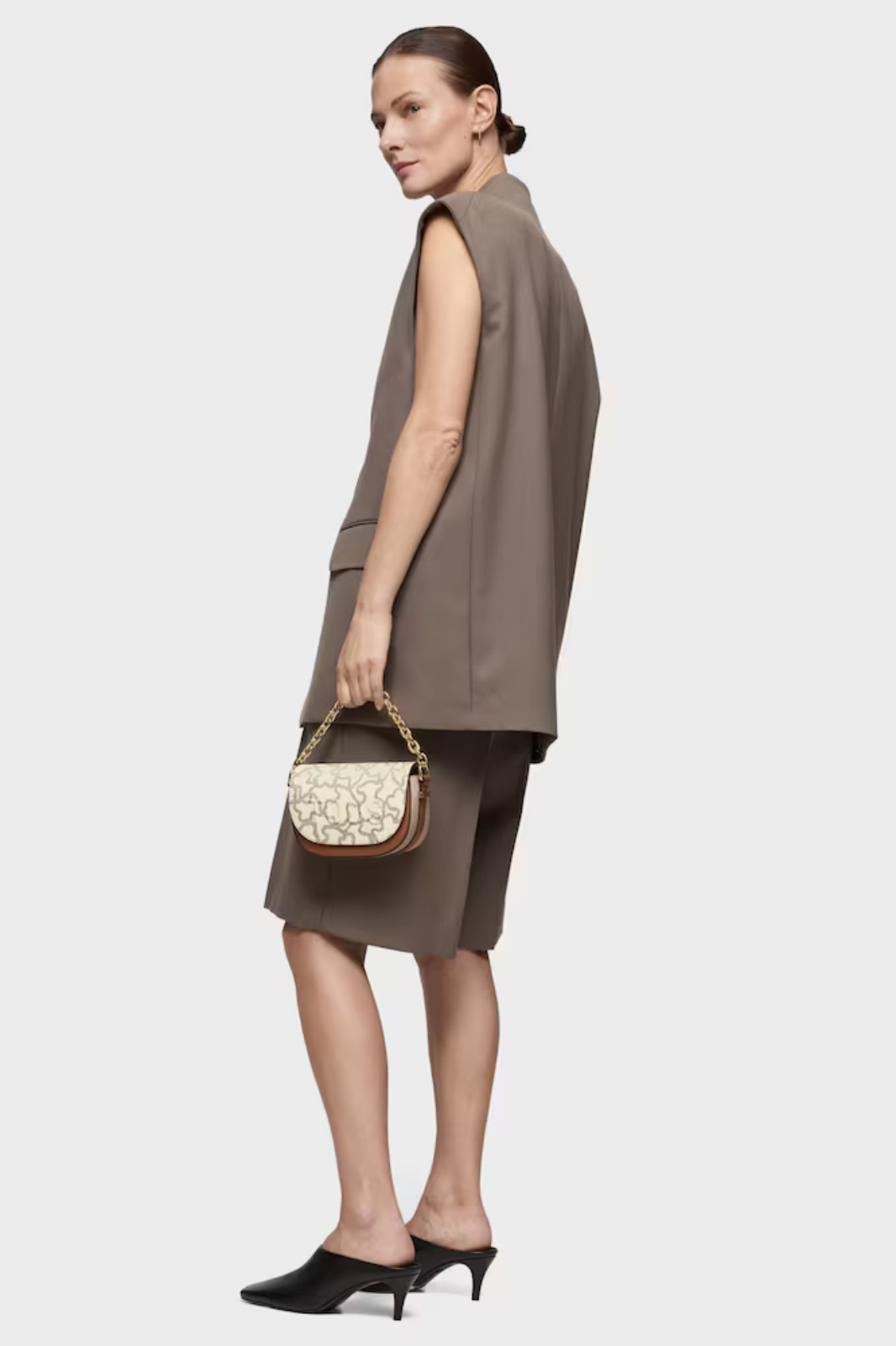MINI MALA DE TIRACOLO MEIA LUA KAOS ICON CAMEL E BEGE - TOUS