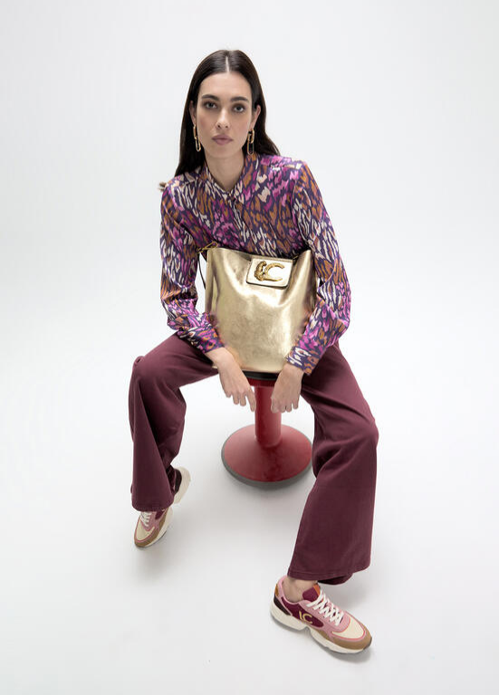 SHOPPER DOURADA COM LC LEOPARDO - LOLA CASADEMUNT