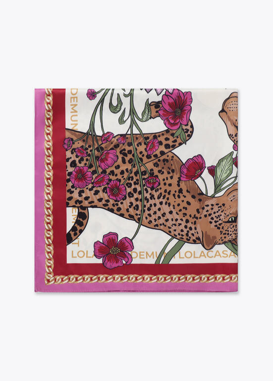 LENÇO TIGRES E FLORES 55x55CM - LOLA CASADEMUNT
