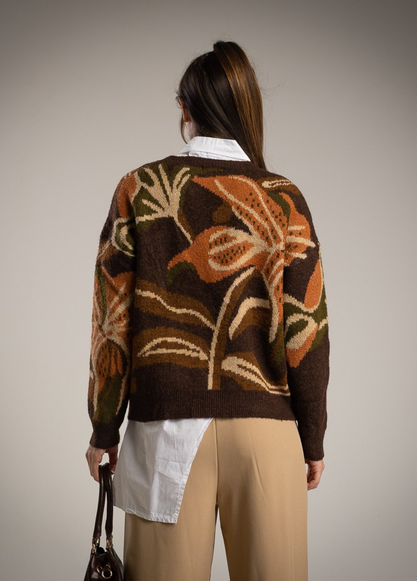 CAMISOLA DE MALHA BOTÂNICA COM LIGEIRO BRILHO - ALBANOS