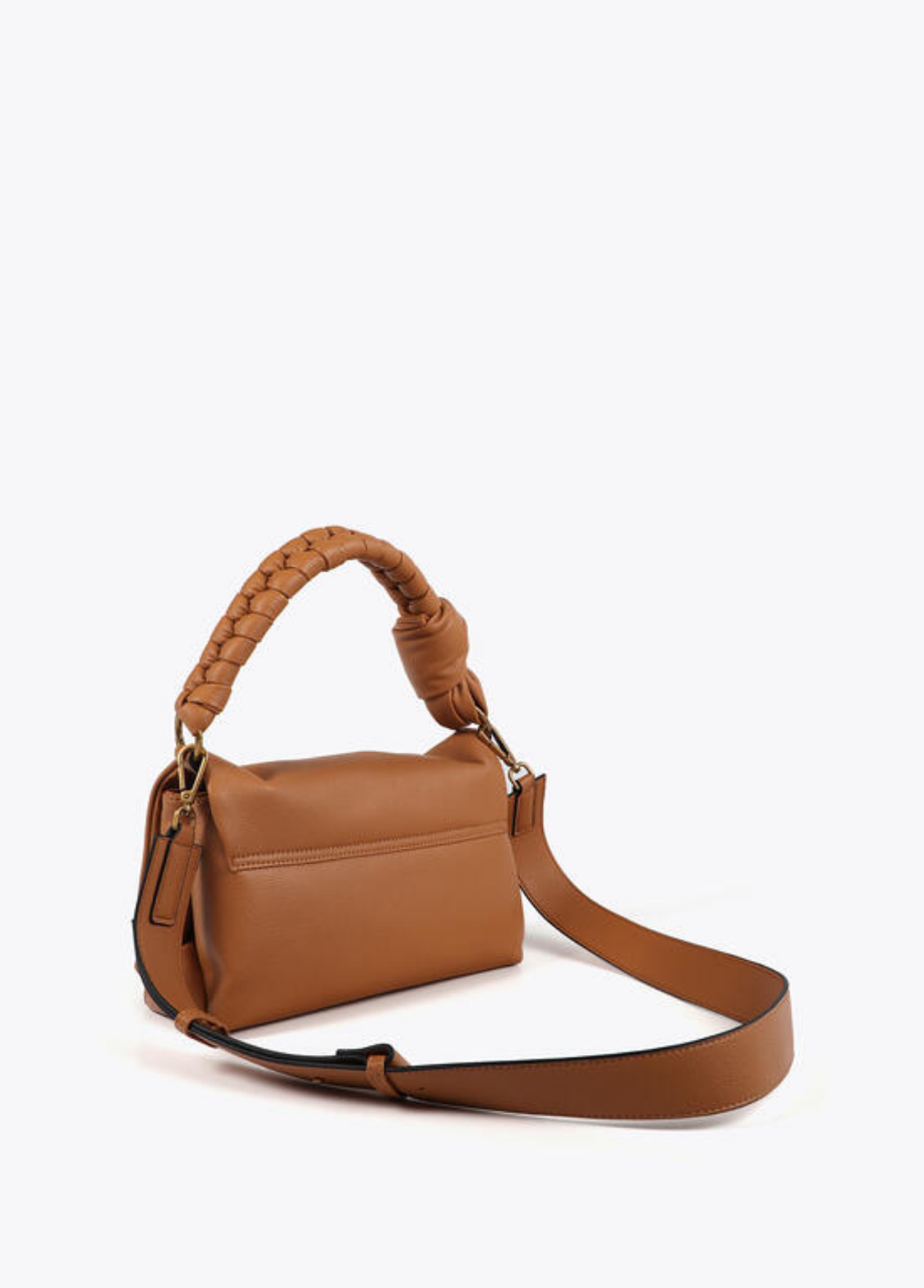 MALA CAMEL COM ALÇA ENTRAÇADA E LOGÓTIPO - LOLA CASADEMUNT