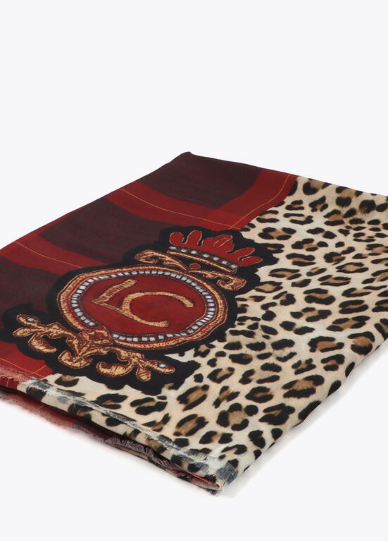 ÉCHARPE ANIMAL PRINT E XADREZ COM BRASÃO LC - LOLA CASADEMUNT