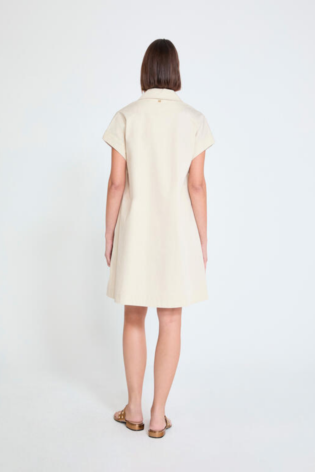 VESTIDO CAMISEIRO CURTO CREME COM FECHO - LOLA CASADEMUNT BY MAITE