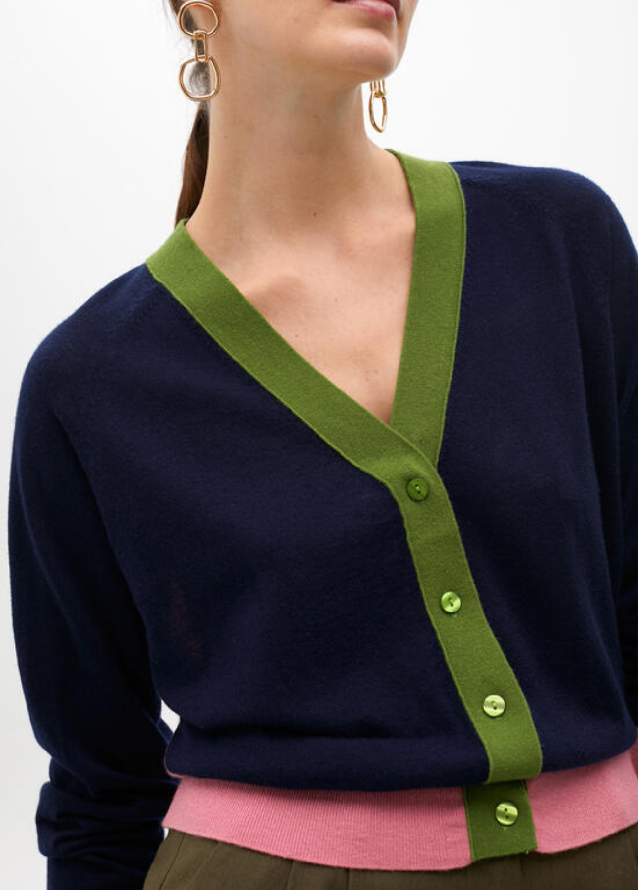 CARDIGAN TRICOLOR DECOTE EM V - LOLA CASADEMUNT BY MAITE