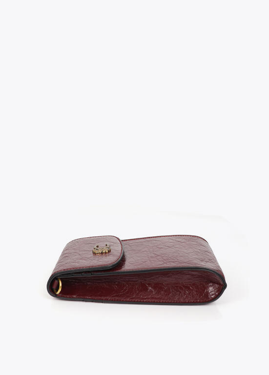 BOLSA TELEMÓVEL EM ECOPELE TEXTURADA BORDEAUX LC - LOLA CASADEMUNT