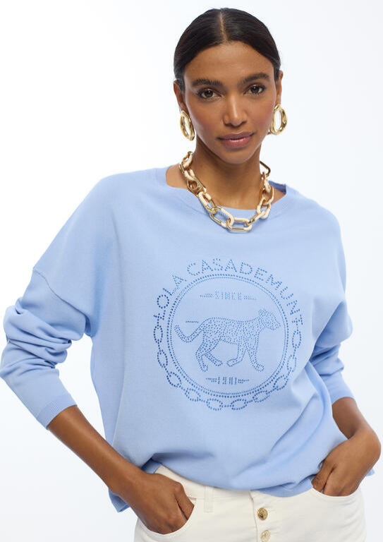 SWEATSHIRT LEVE COM STRASS NA FRENTE - LOLA CASADEMUNT