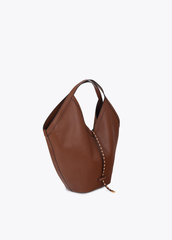 MALA EM ECOPELE CASTANHA COM TACHAS LC - LOLA CASADEMUNT