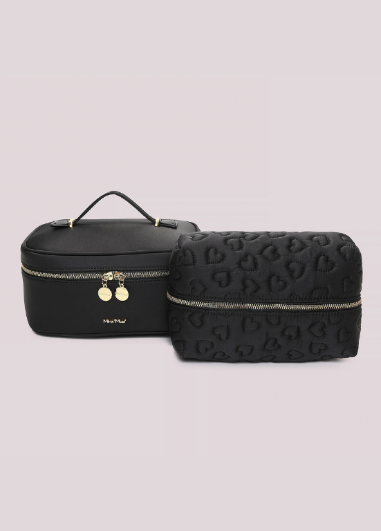 CONJUNTO DE 3 NÉCESSAIRES ACOLCHOADO COM CORAÇÕES - MIMI MUA