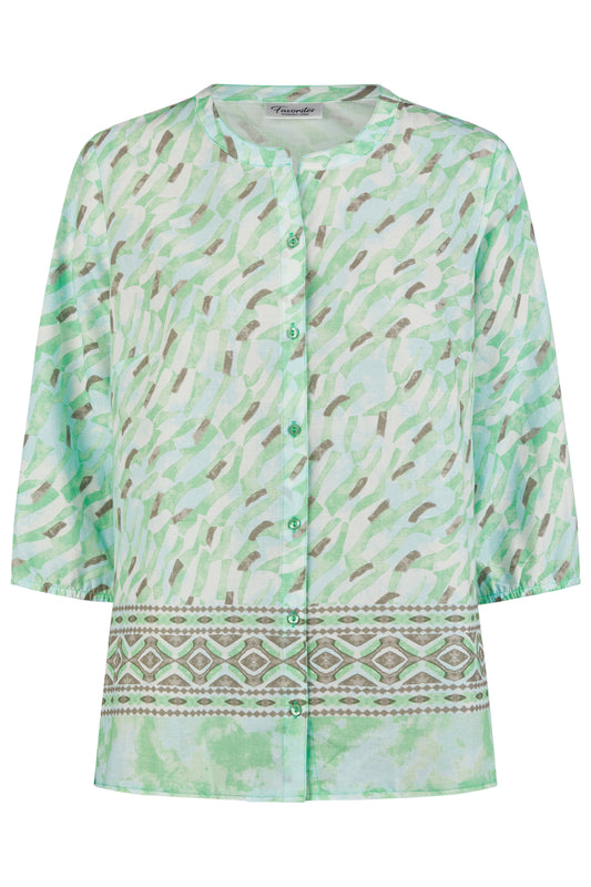 TÚNICA EM ALGODÃO ESTAMPADO VERDE - BARBARA LEBEK
