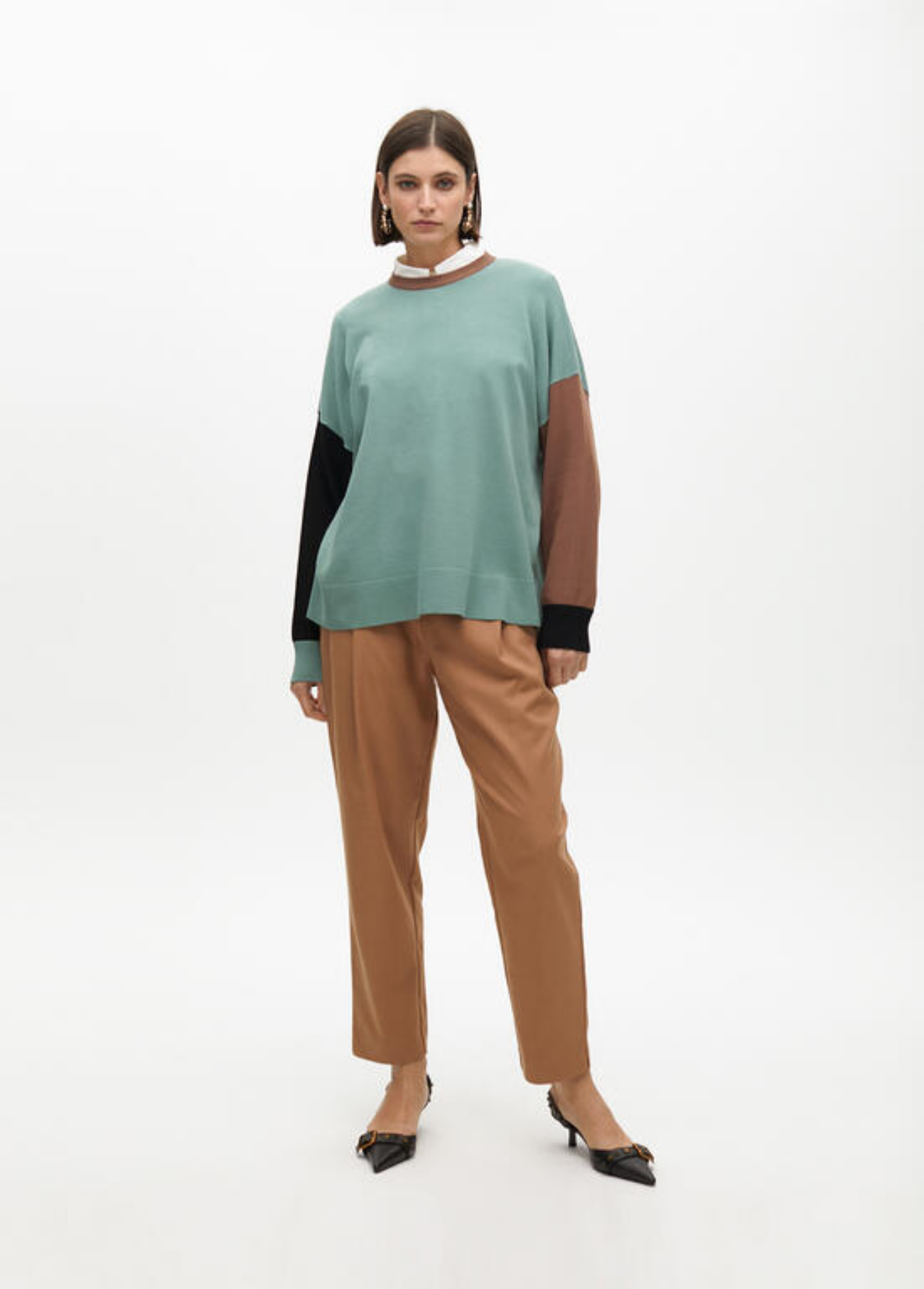CAMISOLA DE MALHA COM MANGA COMPRIDA E DETALHE BICOLOR - LOLA CASADEMUNT