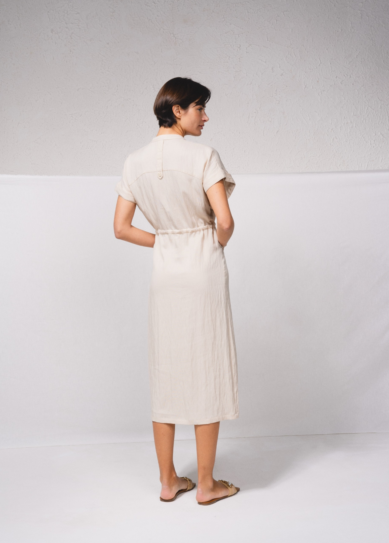 VESTIDO CAMISEIRO COM CORDÃO NA CINTURA - SMF