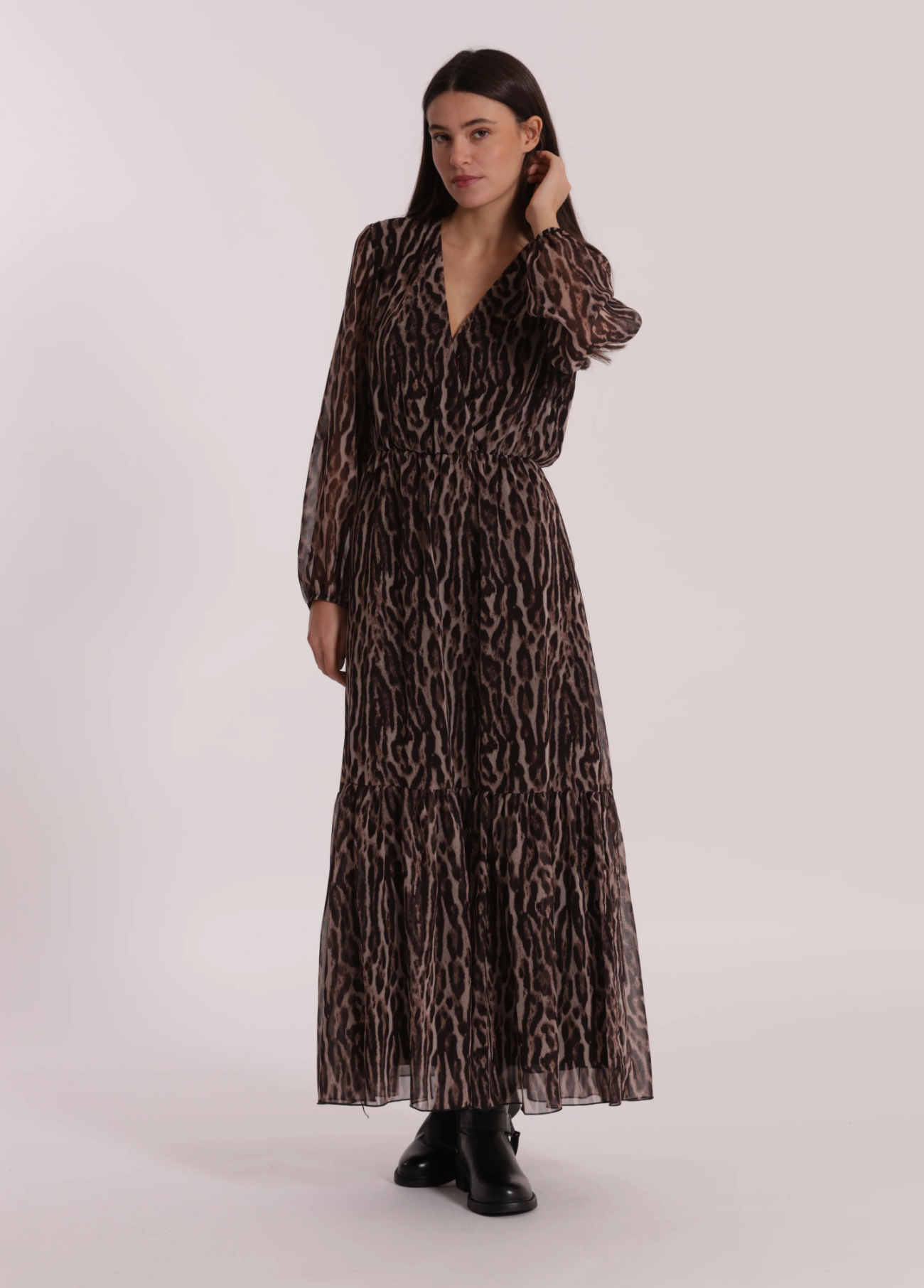 VESTIDO LONGO COM ESTAMPA ANIMAL - MIMI MUA