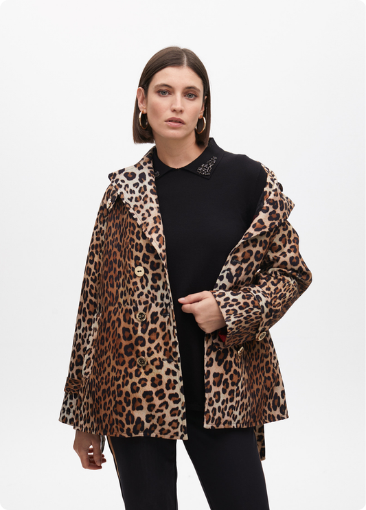 TRENCH COAT CURTA DE ANIAML PRINT COM CINTO - LOLA CASADEMUNT