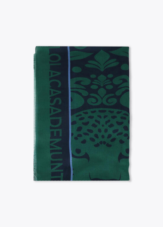 ECHARPE ANIMAL PRINT EM TONS DE VERDE&AZUL LC - LOLA CASADEMUNT