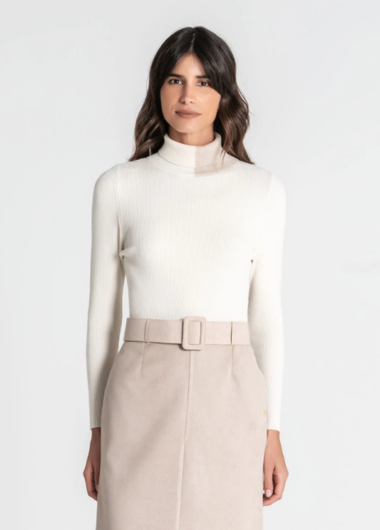 CAMISOLA DE MALHA DE GOLA ALTA BICOLOR - RUGA