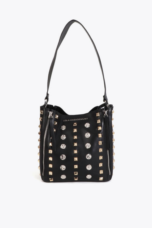 BOLSA DE OMBRO COM TACHAS DOURADAS E PRATEADAS - LOLA CASADEMUNT