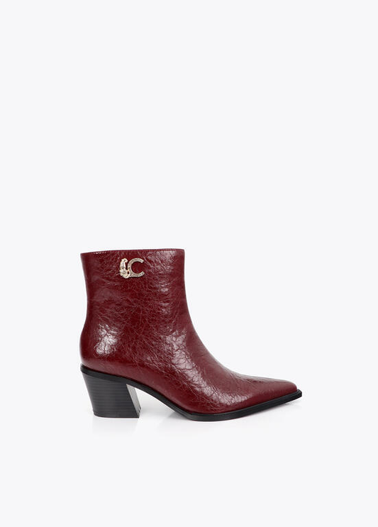 BOTINS EM ECOPELE TEXTURADA BORDEAUX LC - LOLA CASADEMUNT