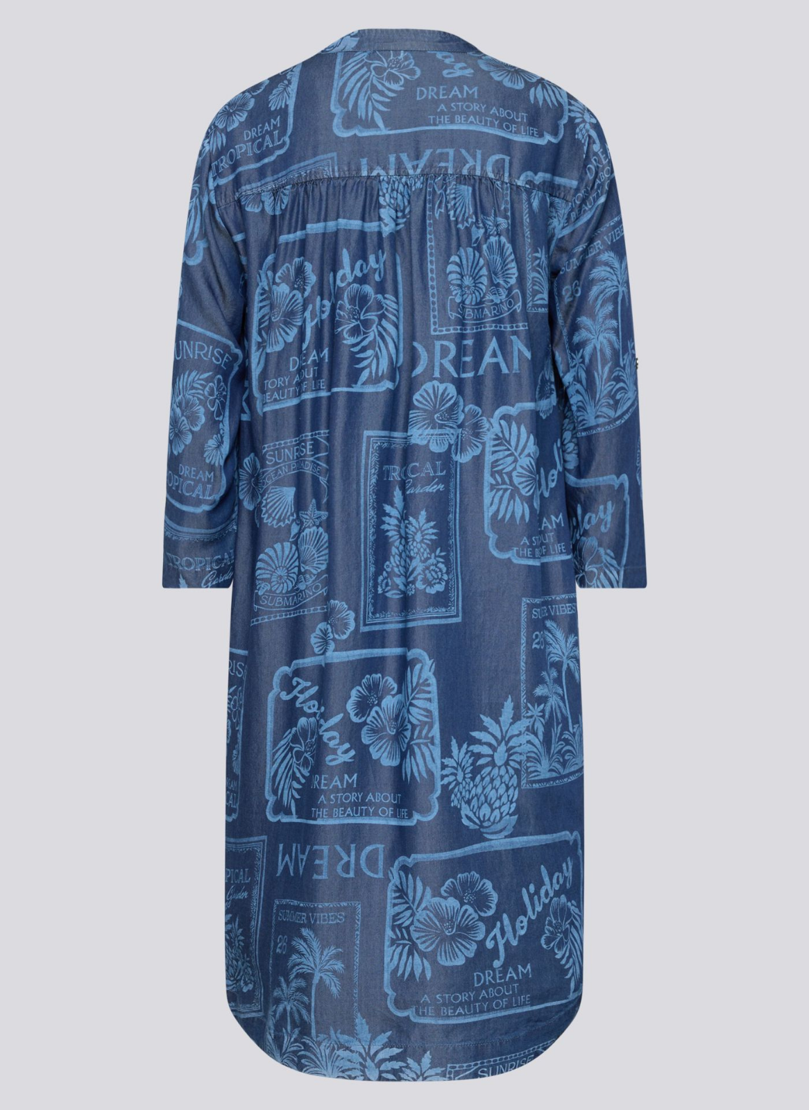VESTIDO EM TENCEL AZUL ESTAMPADO - RABE