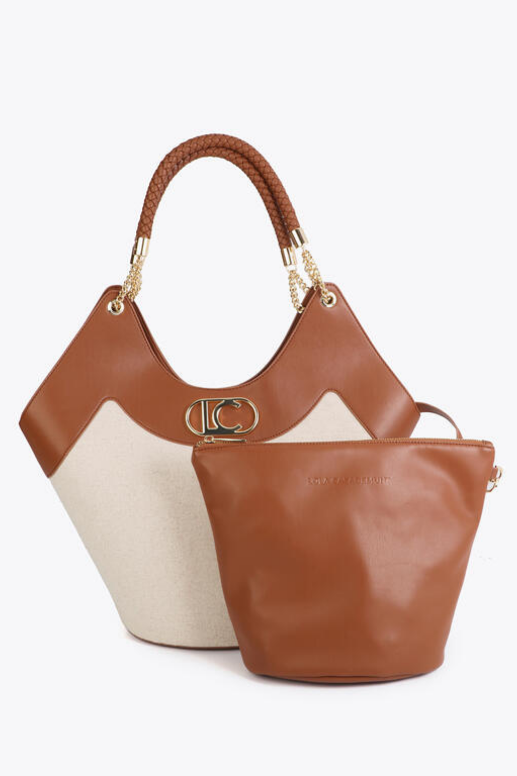 MALA BUCKET BICOLOR COM ALÇA ENTRAÇADA - LOLA CASADEMUNT