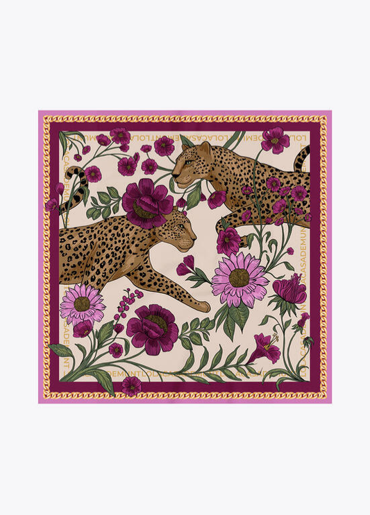 LENÇO TIGRES E FLORES 55x55CM - LOLA CASADEMUNT