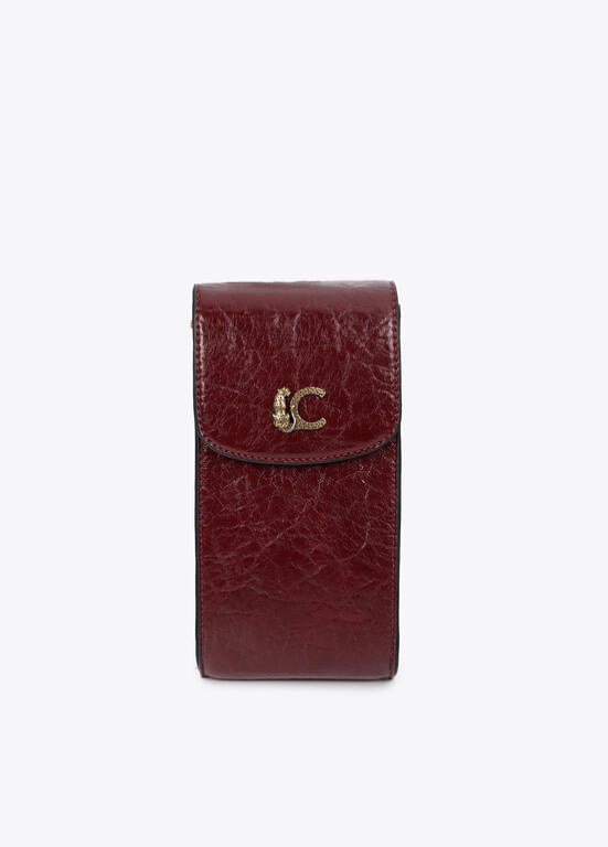 BOLSA TELEMÓVEL EM ECOPELE TEXTURADA BORDEAUX LC - LOLA CASADEMUNT