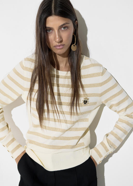 JERSEY DE MALHA COM RISCAS, LUREX E BRAZÃO LC - LOLA CASADEMUNT