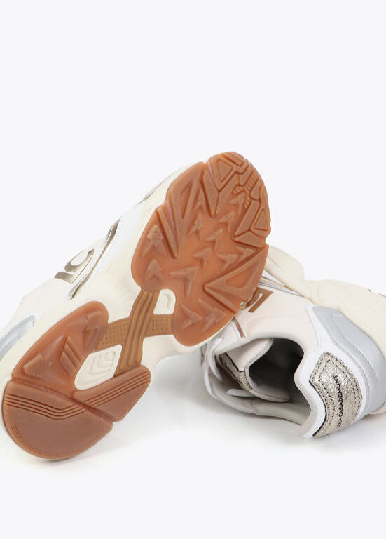 TÉNIS COM SOLA TIPO RUNNING BRANCO E DOURADO - LOLA CASADEMUNT