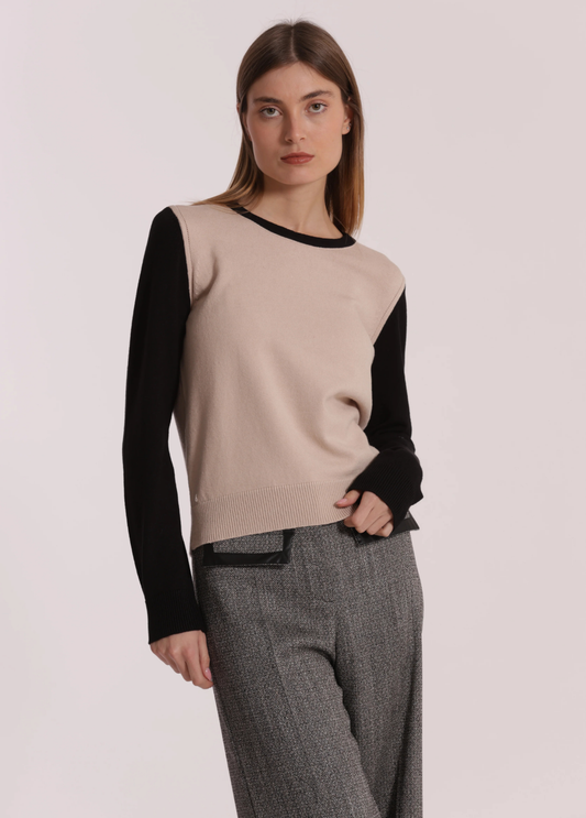 CAMISOLA DE MALHA BICOLOR - MIMI MUA
