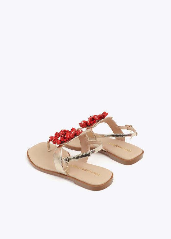 SANDÁLIAS RASAS COM APLICAÇÕES AVERMELHADAS - LOLA CASADEMUNT