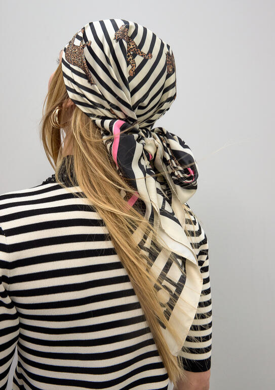 LENÇO DE CETIM DE RISCAS E LEOPARDOS - LOLA CASADEMUNT