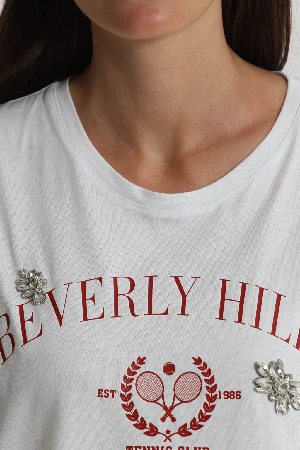 T-SHIRT " BEVERLY HILLS" COM DETALHES EM STRASS - MIMI MUA