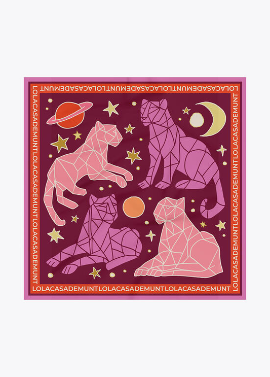LENÇO CÓSMICO COM TIGRES 90x90CM - LOLA CASADEMUNT