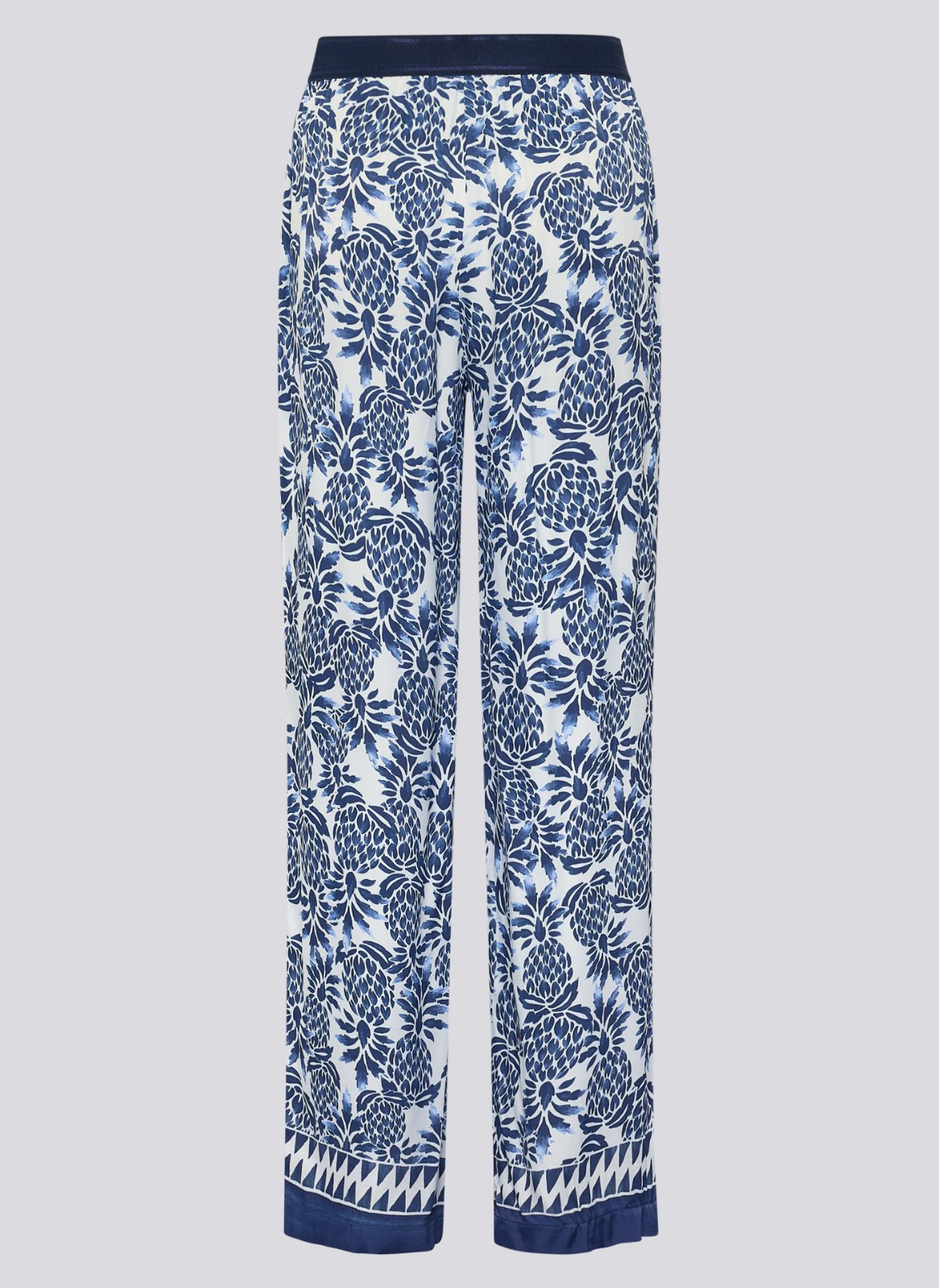 CALÇAS EM VISCOSE COM ESTAMPADO AZUL E BRANCO - RABE